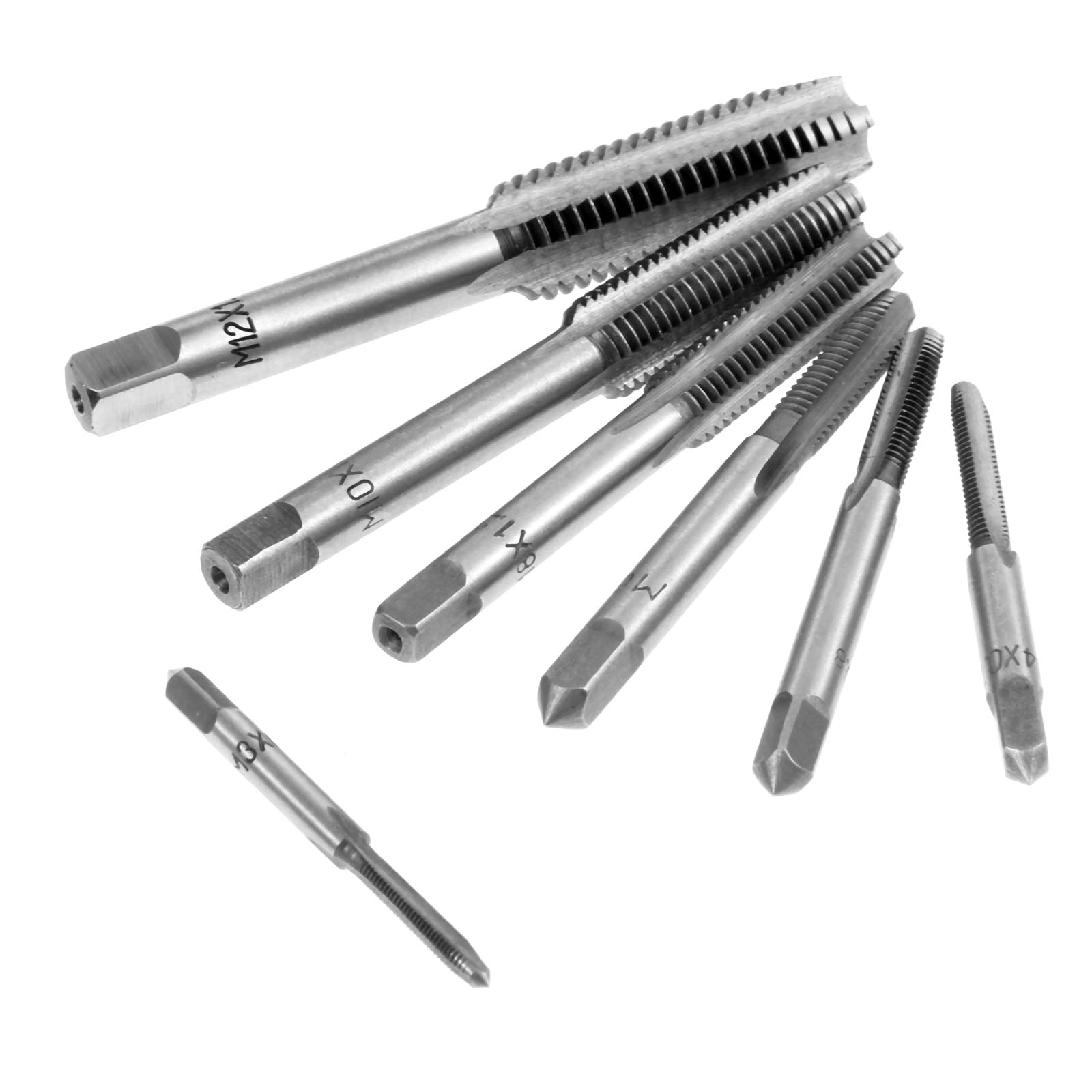 7X HSS Metric Thread Tapping Metalworking Drill Bits Spiral Pointed Taps M3-M12