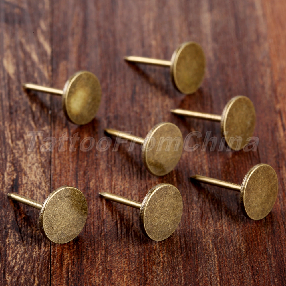 100X Hardware Decorative Upholstery Nails Antique Bronze Flat Studs Tacks 100X Hardware Decorative Upholstery Nails Antique Bronze Flat Studs Tacks