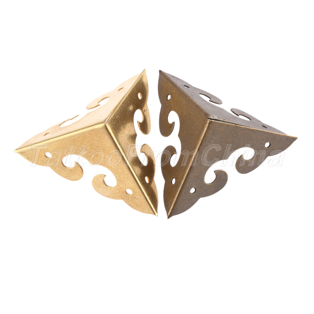 Decorative Table Edge Corner Protectors Brass Desk Gift Case Box Brackets 4Pcs