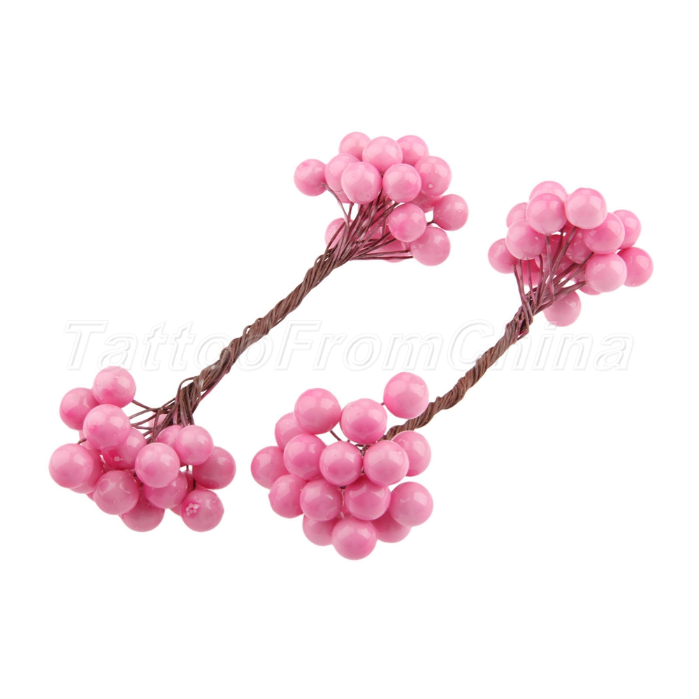 2X Party Decoration 80Head Mini Berries Bouquet Xmas DIY Fruit Stamen Flowers 