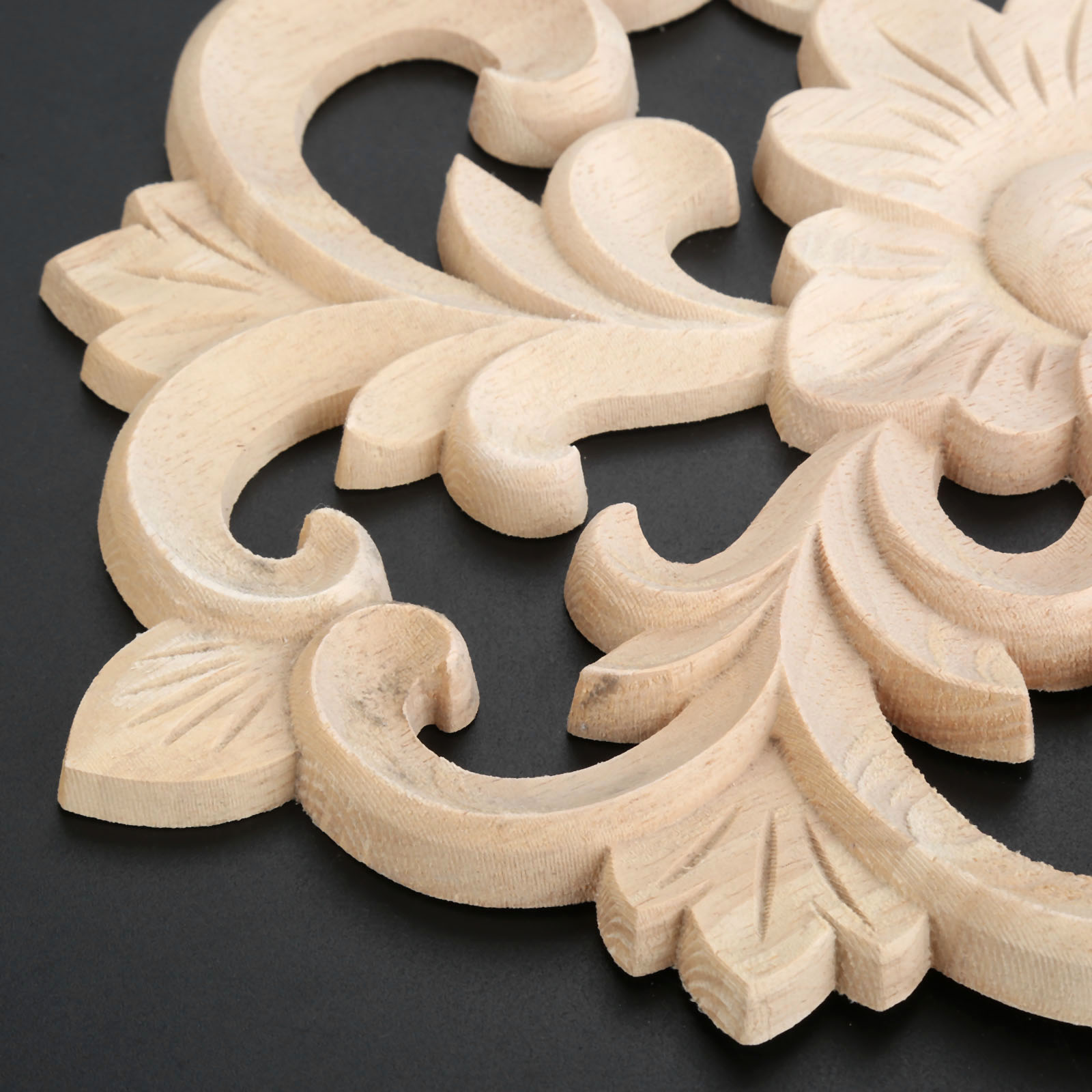 Elegant Stylish Wood Carved Unpainted Decal Onlay Applique Window DIY Decoration