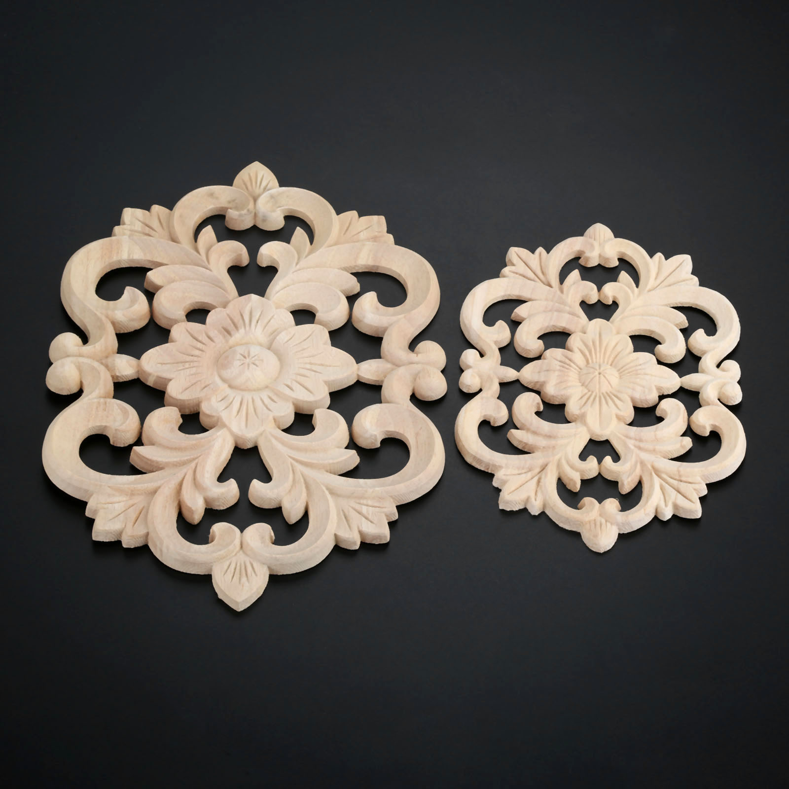 Elegant Stylish Wood Carved Unpainted Decal Onlay Applique Window DIY Decoration