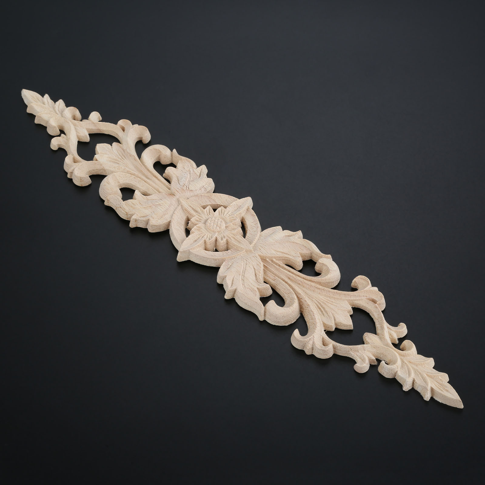 Exquisite Wood Carved Decal Onlay Applique Unpainted Flower Home Furniture Decor