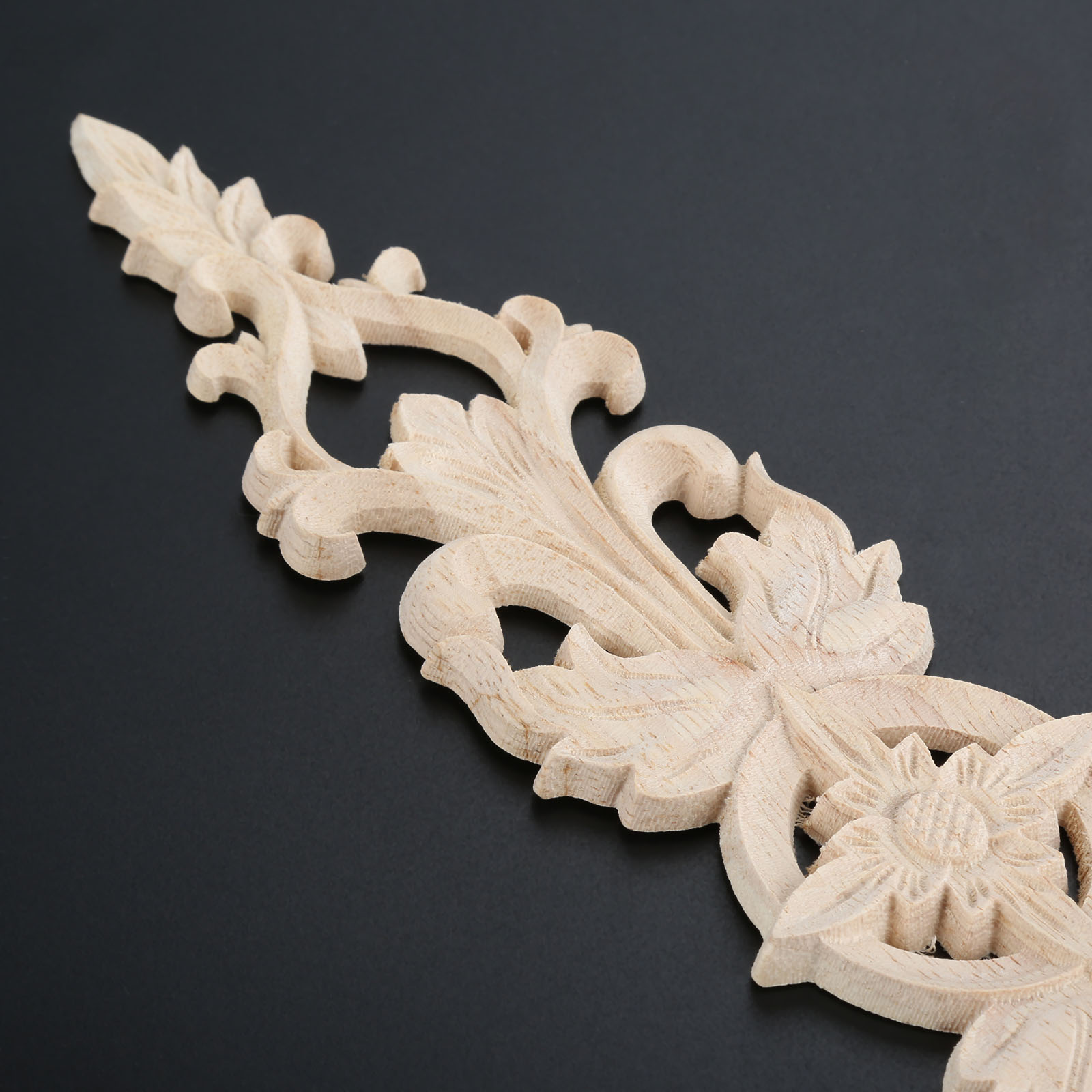Exquisite Wood Carved Decal Onlay Applique Unpainted Flower Home Furniture Decor